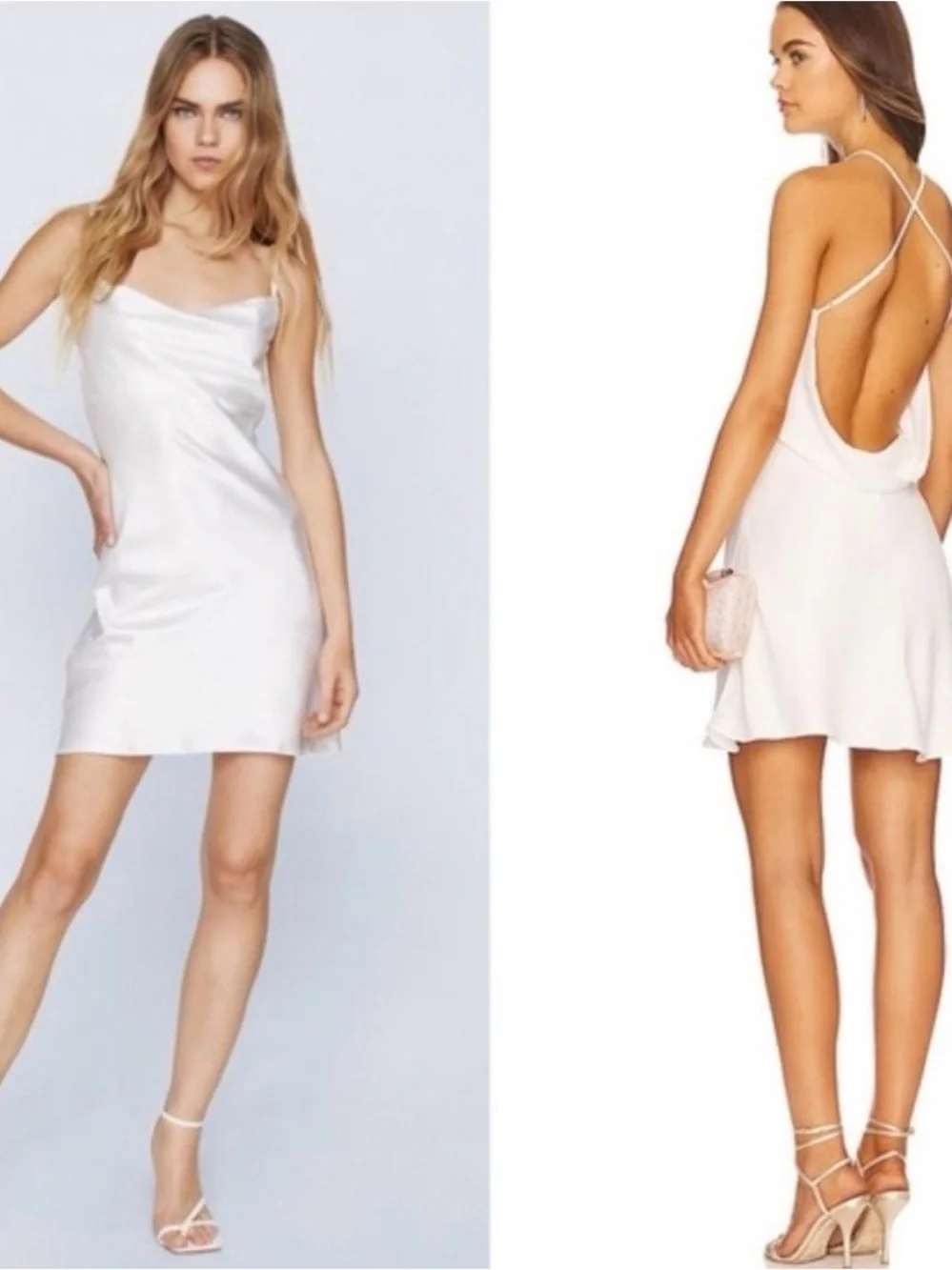 ZARA WHITE COWL BACK DRESS - Picture 2 of 8